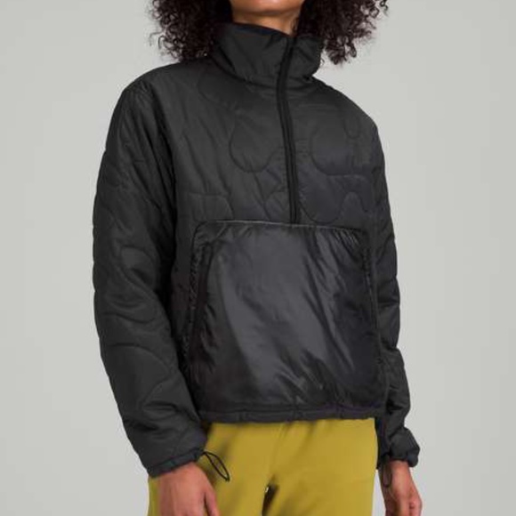 LULULEMON INSULATED QUILTED PULLOVER JACKET QUARTER ZIP HEATHERED BLACK 12 - Picture 1 of 8